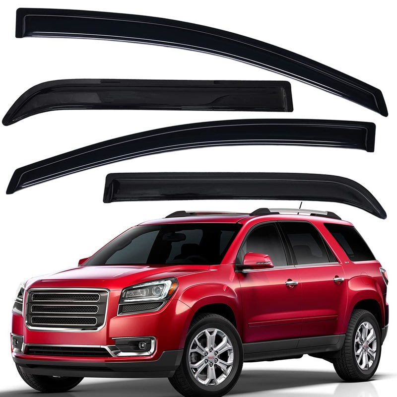 Lightronic Extra Durable Outside-Mount Auto Vent Window Visor, Fits 2007-2016 GMC Acadia, 2017 Acadia Limited, UV Protection Rain Guard, Original Wind Deflector, No-Drill Install, Dark Smoke, 4-Pcs - Image 1
